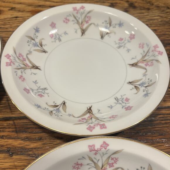 6 Vintage Meito China Japan "Lucille" Rimmed Soup Cereal Bowls Floral PRISTINE!! - Picture 4 of 11